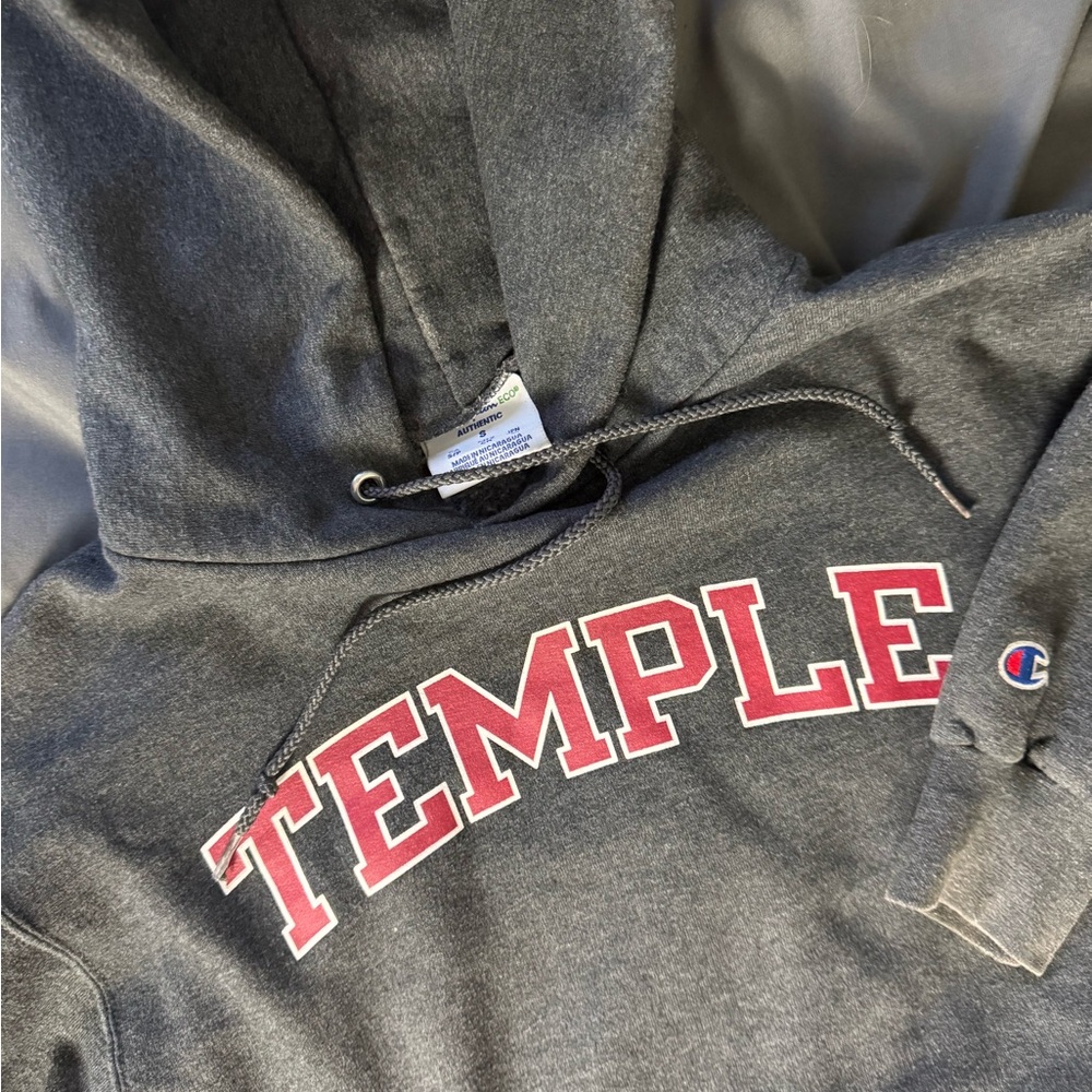Temple University Philadelphia PA Champion Unisex Hoodie Small - Picture 6 of 9